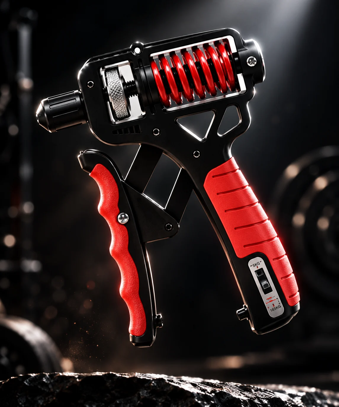 Fortalecedor GripForce Pro negro y rojo con muelles y ajuste de resistencia